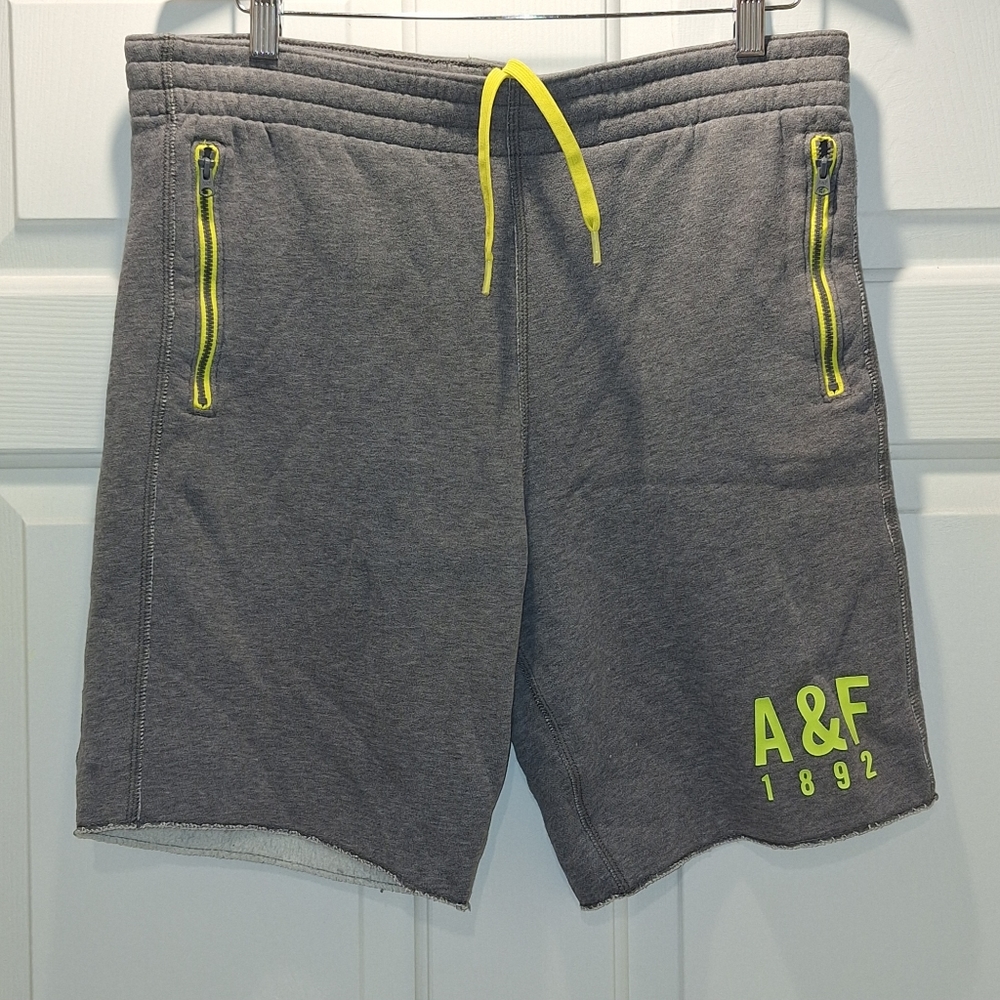 Abercrombie & Fitch Raw Hem Drawstring Zipper Pocket Athletic Shorts